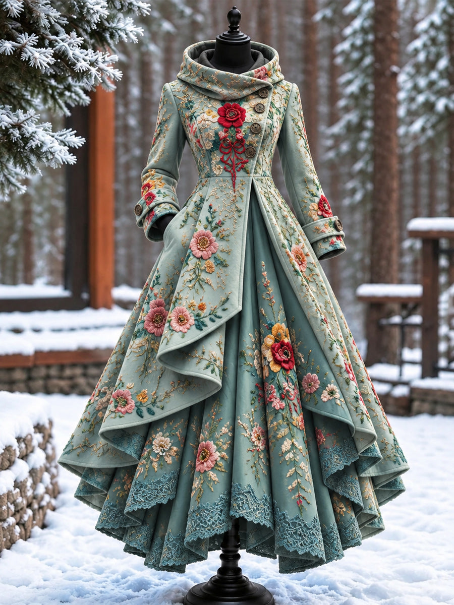 Women’s Vintage High-Collar Asymmetrical Long Maxi Coat