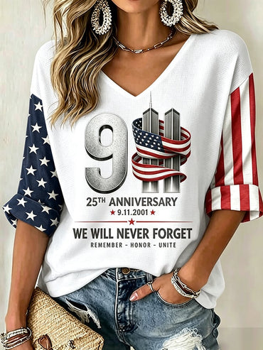 Women's Retro 9.11 Never Forget Print T-shirt