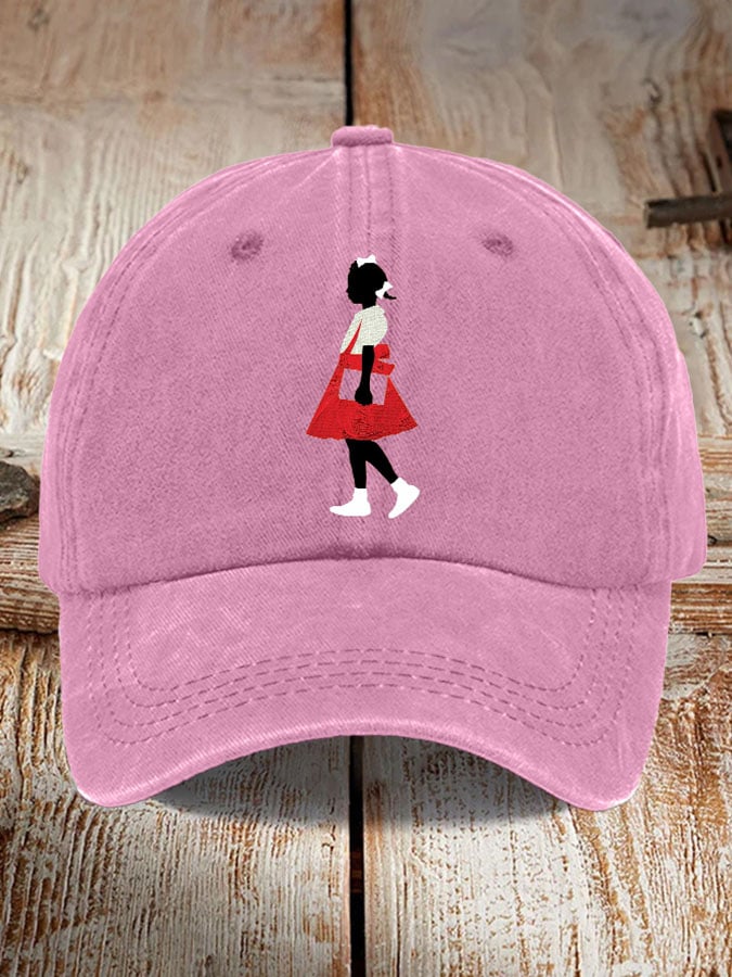 Unisex Black Girl In Red Dress Art Print Baseball Cap