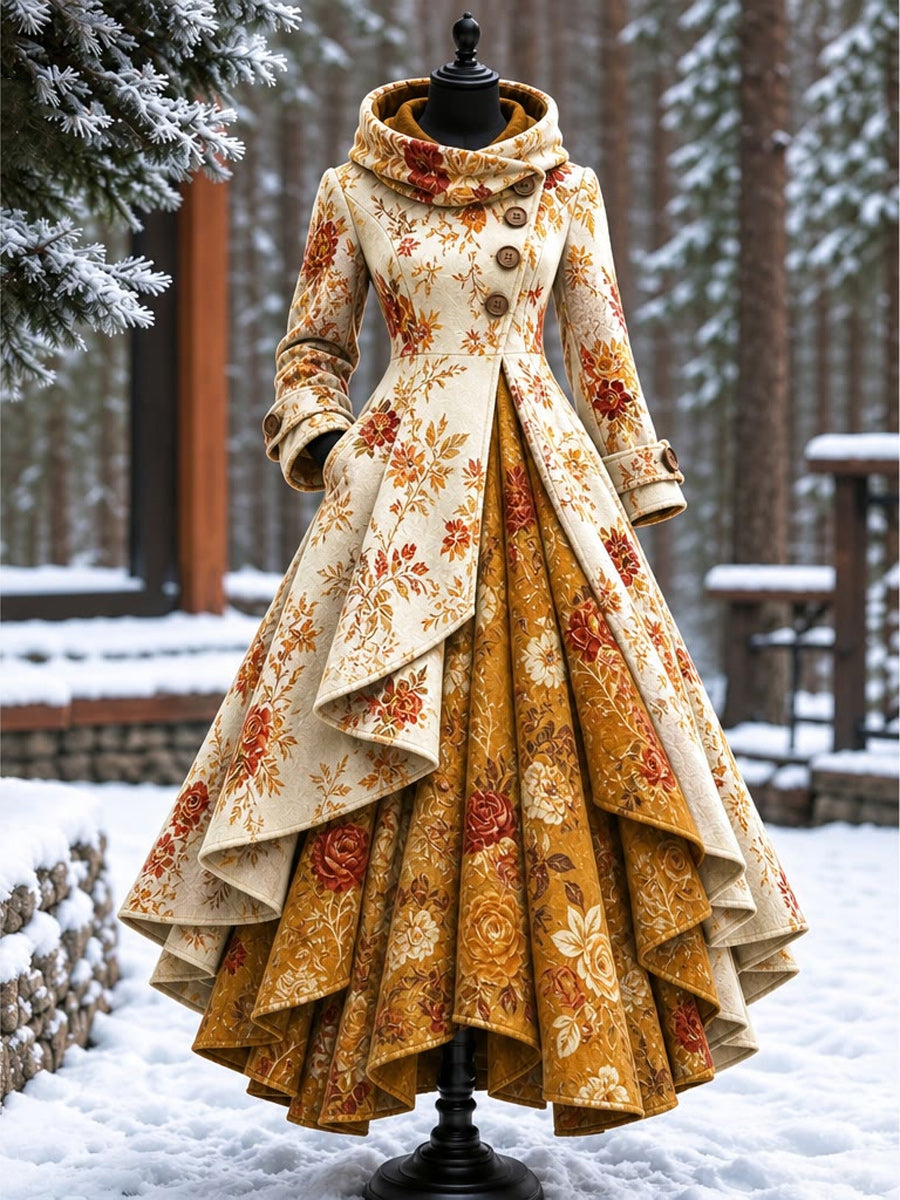 Women’s Vintage High-Collar Asymmetrical Long Maxi Coat