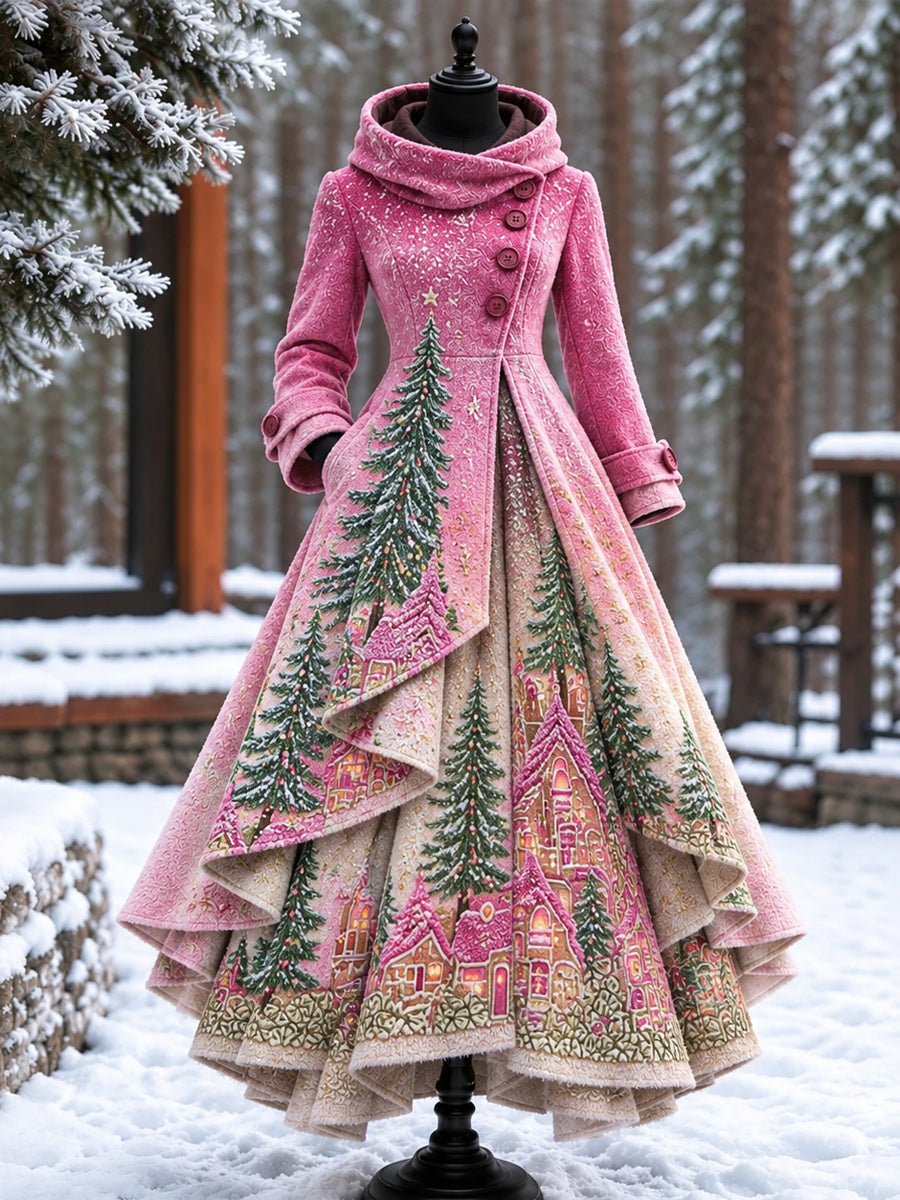 Women’s Vintage High-Collar Asymmetrical Long Maxi Coat