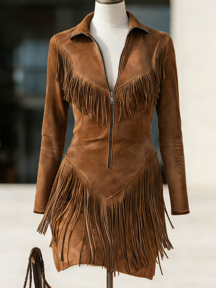 Western Style Vintage Fringe Dress