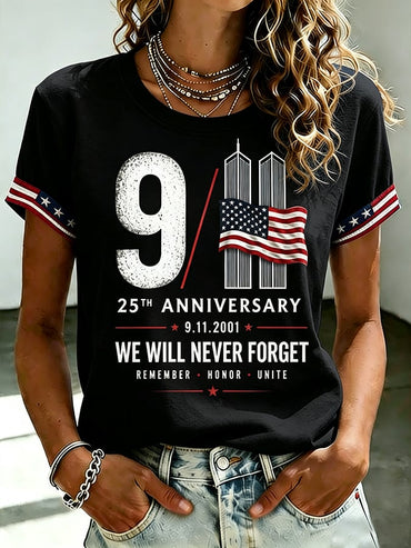 Women's Retro 9.11 Never Forget Print T-shirt