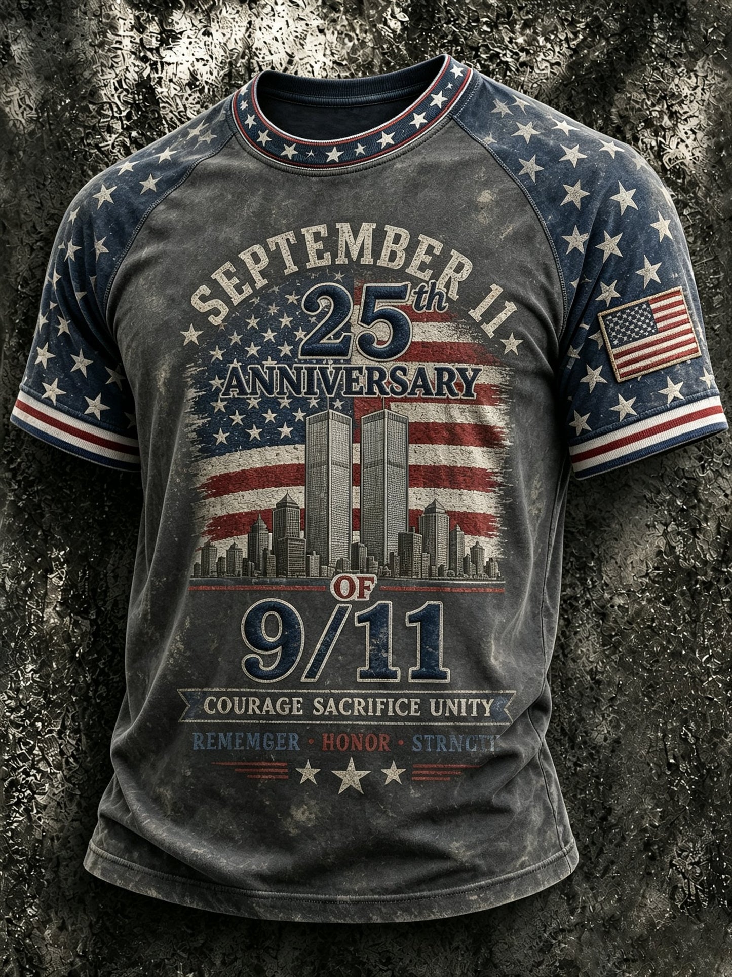 Men's Retro 9.11 Never Forget Commemorative Printed Casual T-Shirt