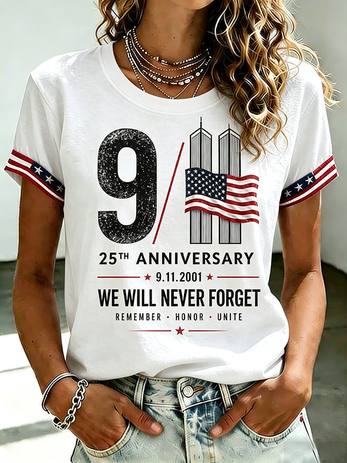 Women's Retro 9.11 Never Forget Print T-shirt