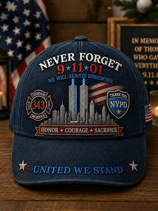 Never Forget 9/11 2001 American Flag Honor The Heroes Baseball Cap