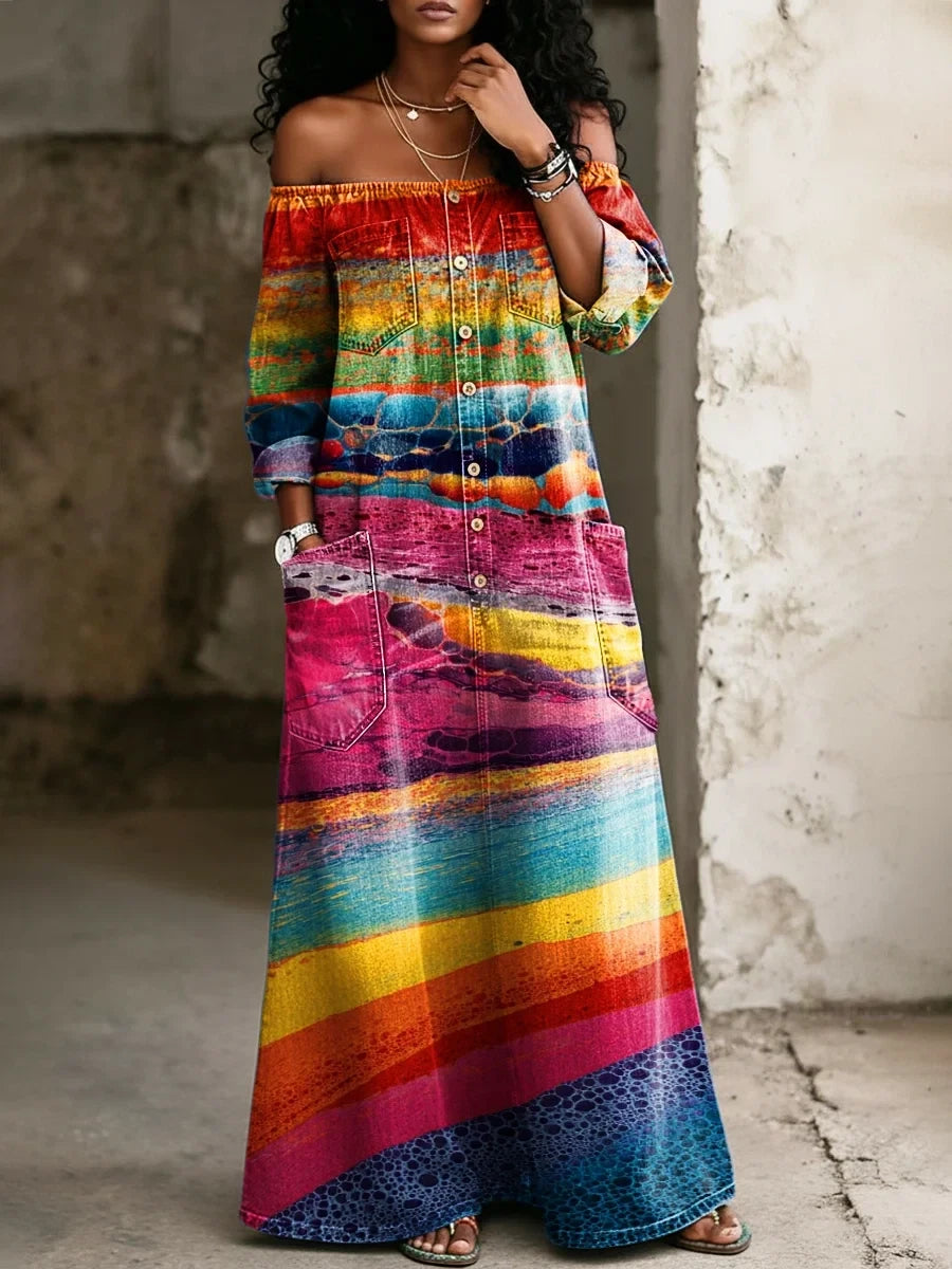 Women's Retro Art Print Dress