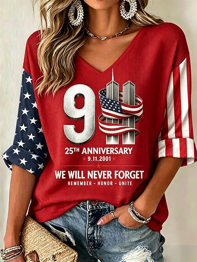 Women's Retro 9.11 Never Forget Print T-shirt