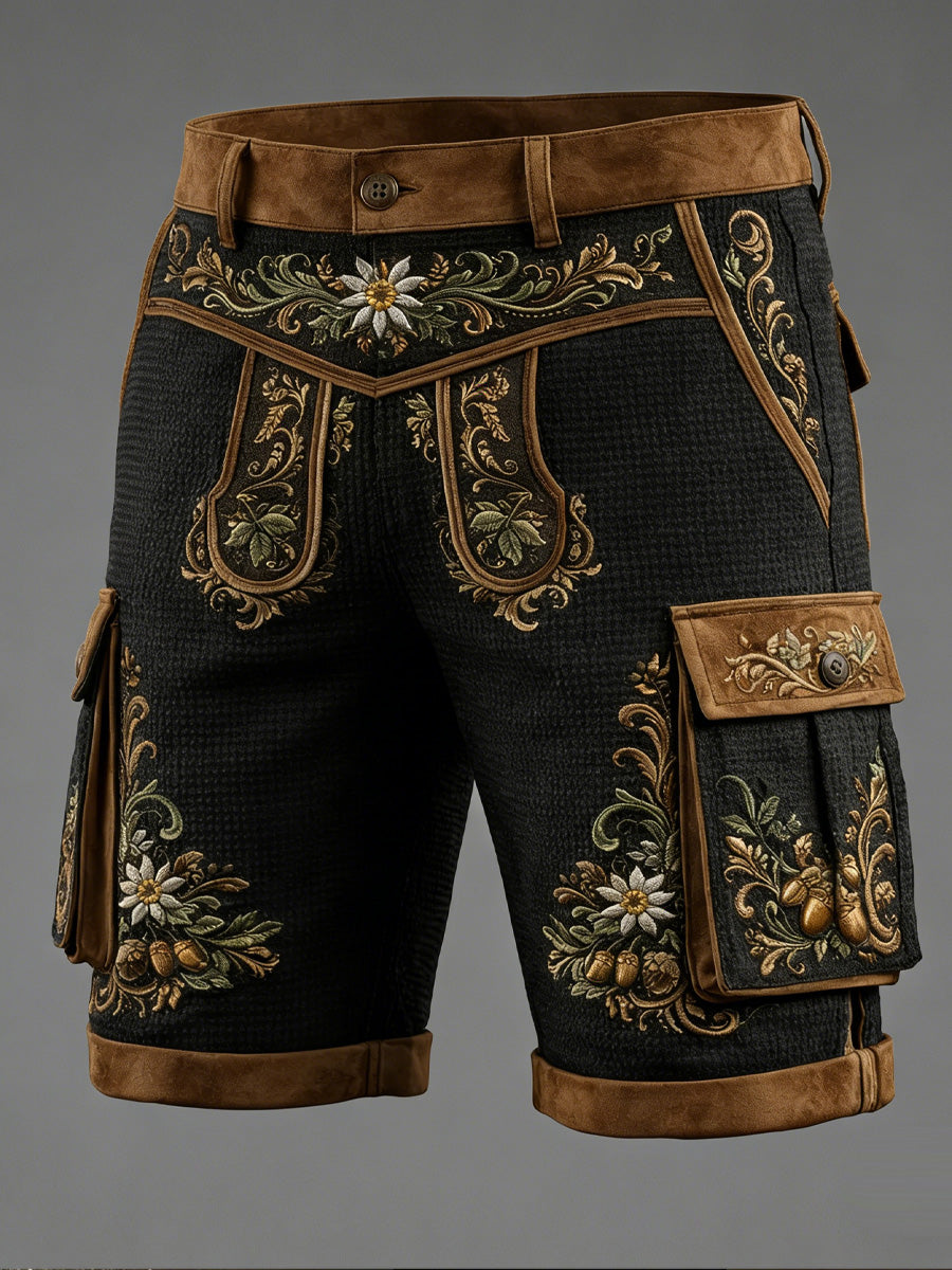 Men's Retro Style Art Print Casual Loose Pocket Work Shorts