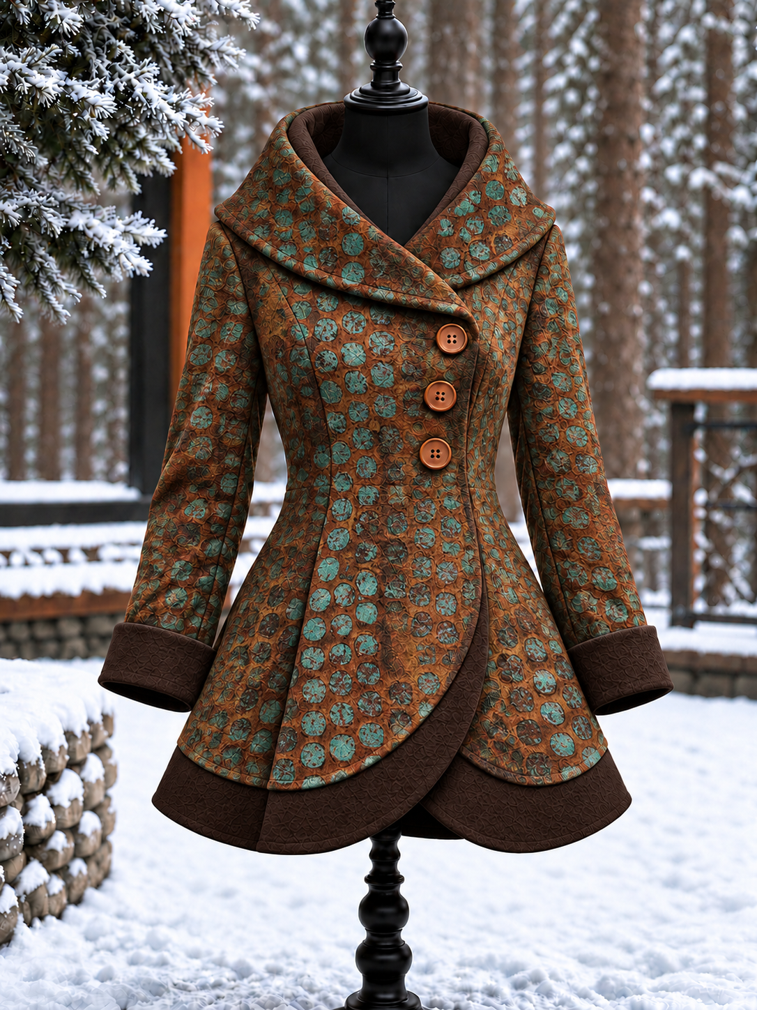 Women's Vintage Colorblock Asymmetrical Flared Coat
