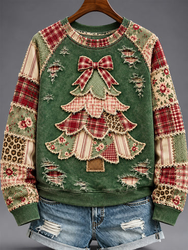 Women's Christmas Tree Print Sweatshirt