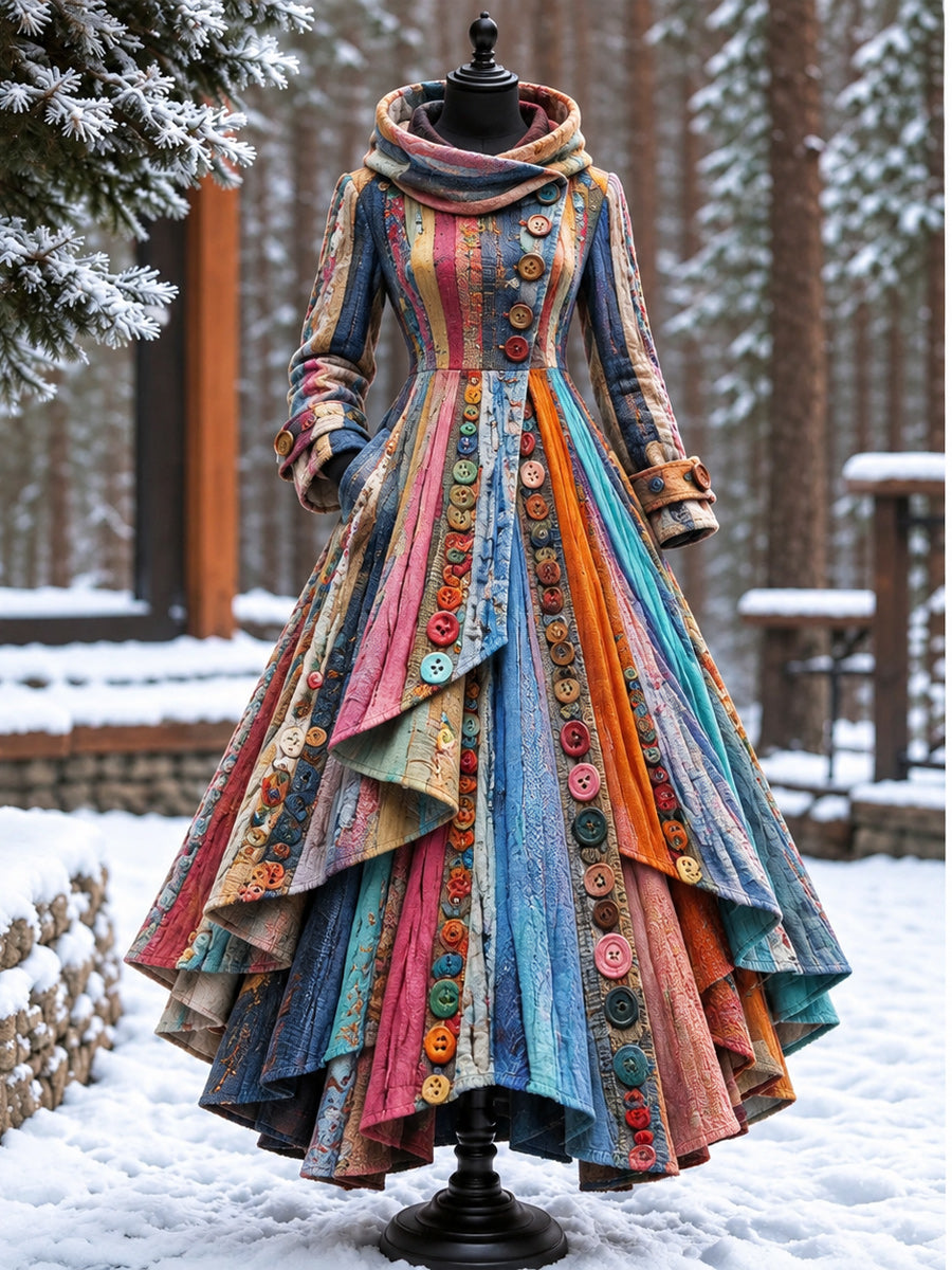 Women’s Vintage High-Collar Asymmetrical Long Maxi Coat