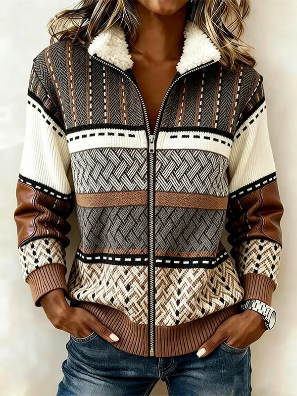 Women'S Casual Color-Block Jacket