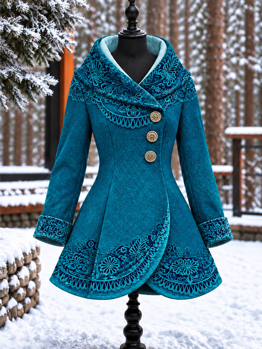 Women's Vintage Colorblock Asymmetrical Flared Coat
