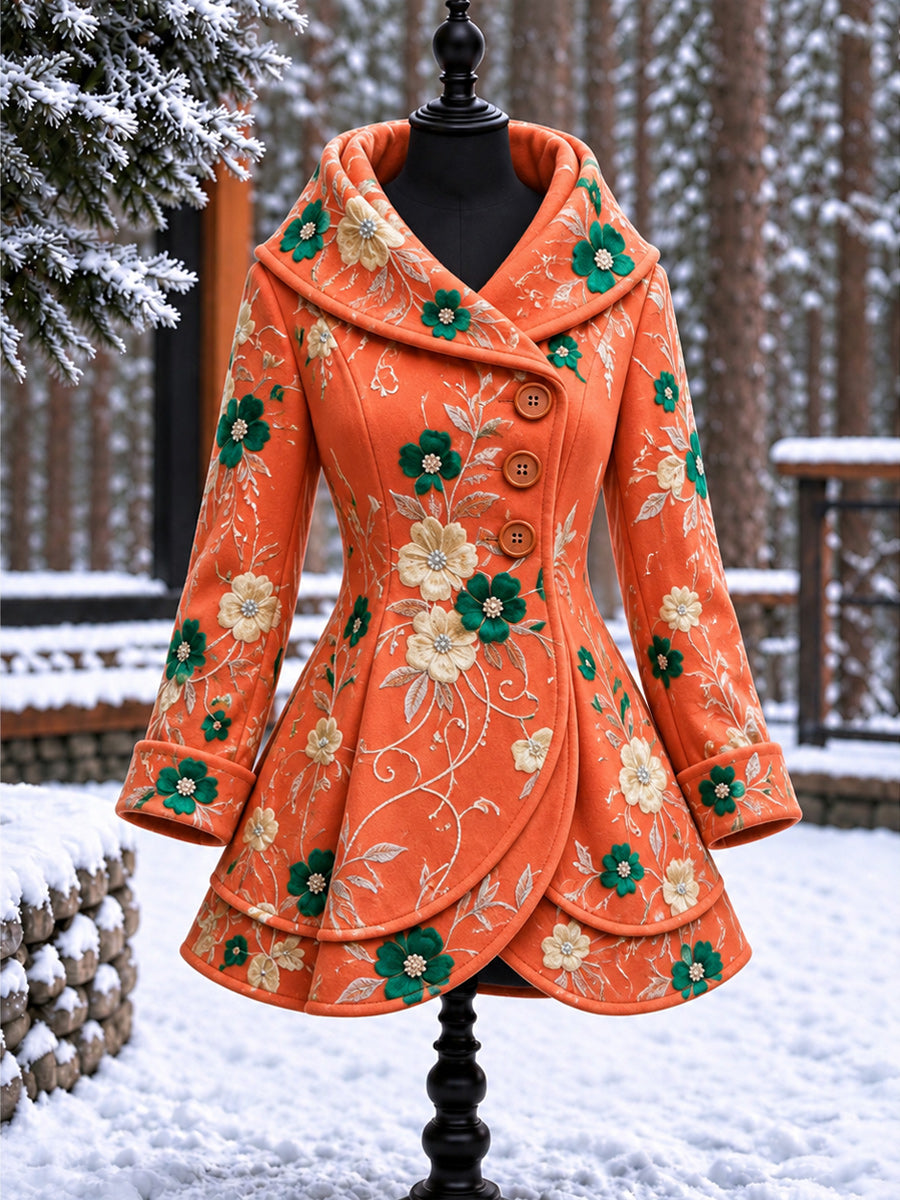 Women's Vintage Colorblock Asymmetrical Flared Coat