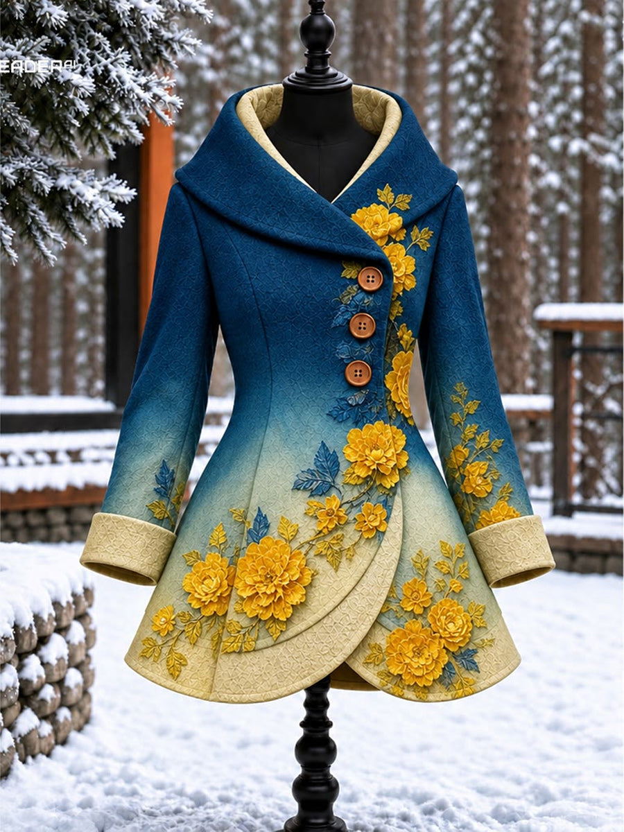 Women's Vintage Colorblock Asymmetrical Flared Coat