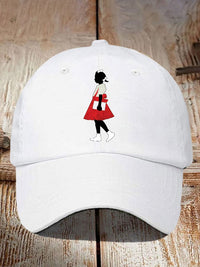 Unisex  Black Girl In Red Dress Art Print Baseball Cap