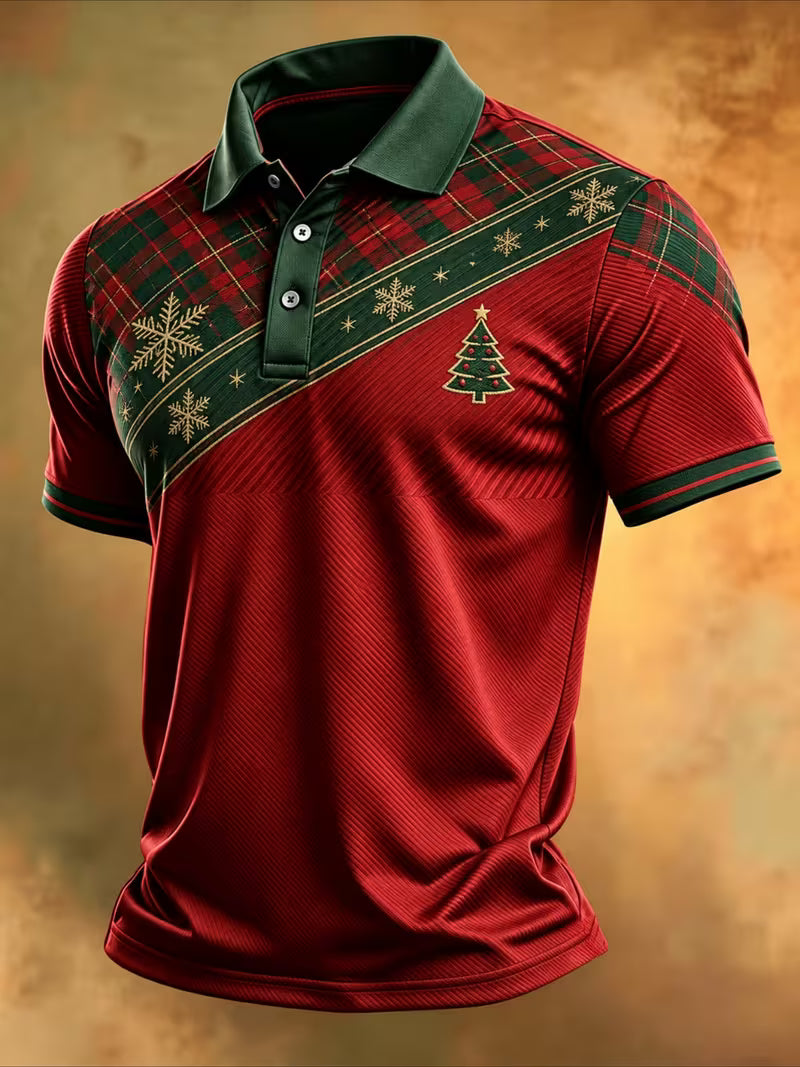 Men's Christmas Print Polo Shirt