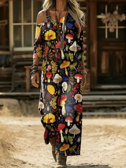Women's Vintage Ethnic Art Print Wide Leg Jumpsuit