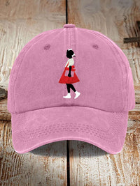 Unisex  Black Girl In Red Dress Art Print Baseball Cap