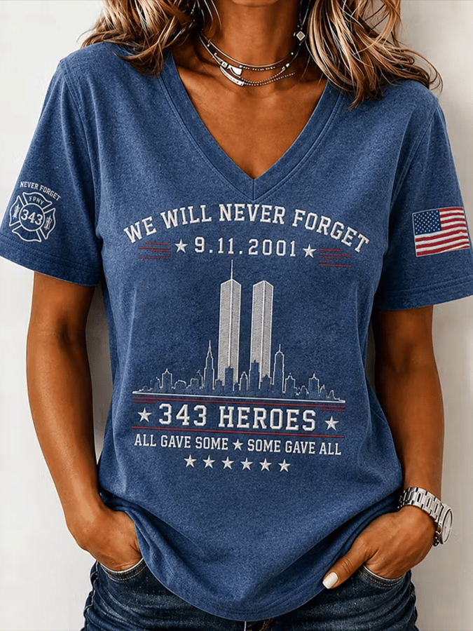 Women's Never Forget September 11 Print T-Shirt