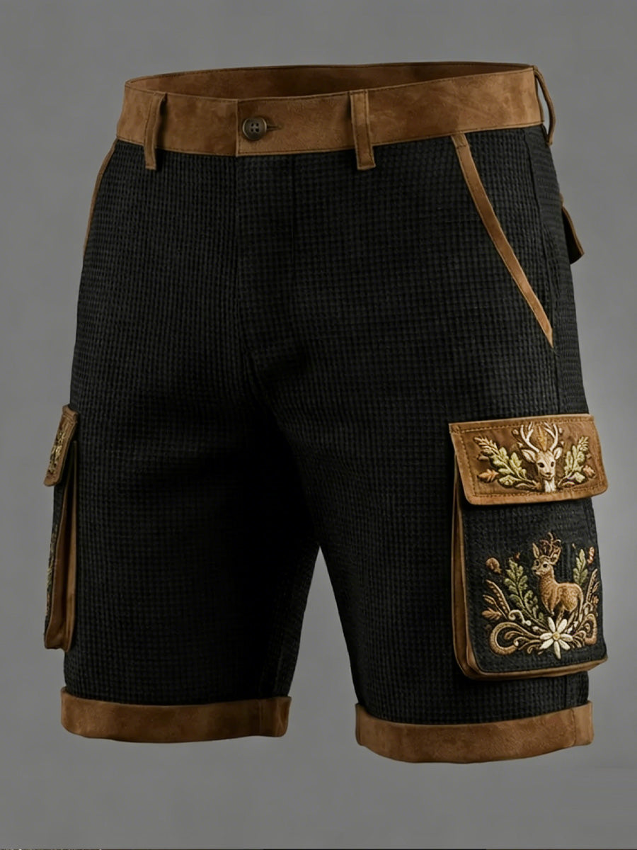 Men's Retro Style Art Print Casual Loose Pocket Work Shorts