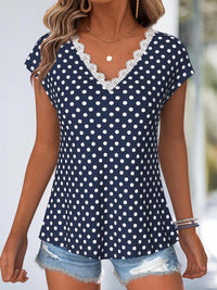 Women's Retro Style Art Printed Vintage V-Neck Short Sleeves Top