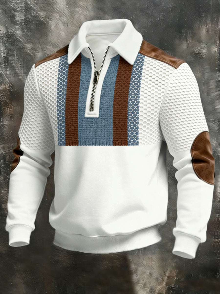 Men's Color-Block Zipper Long Sleeve Sweatshirt
