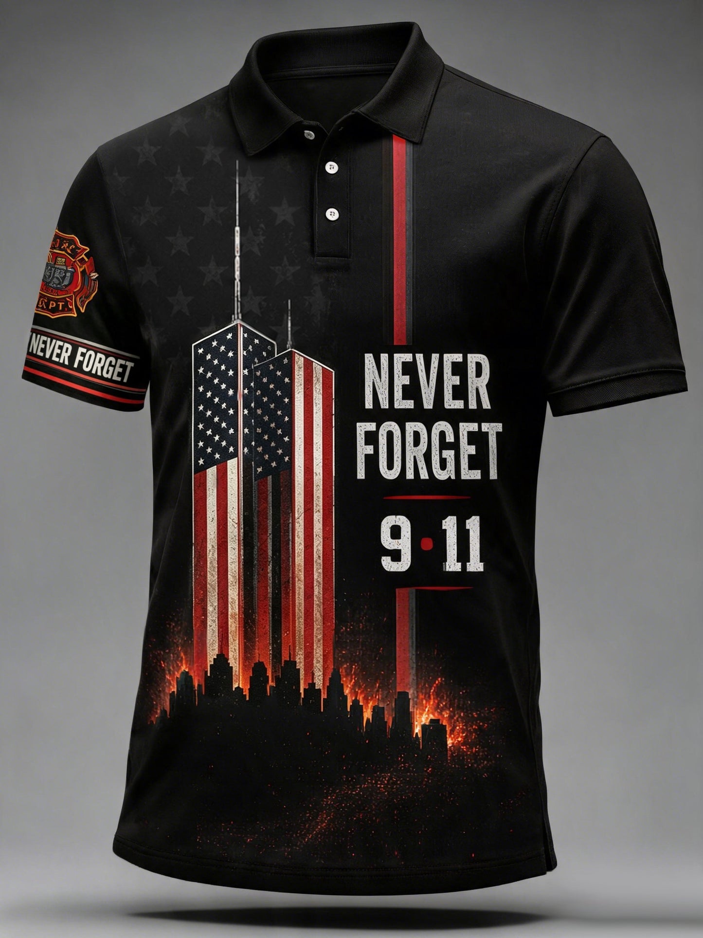 Men's 9.11 Never Forget Print Casual Polo