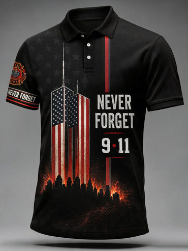 Men's 9.11 Never Forget Print Casual Polo