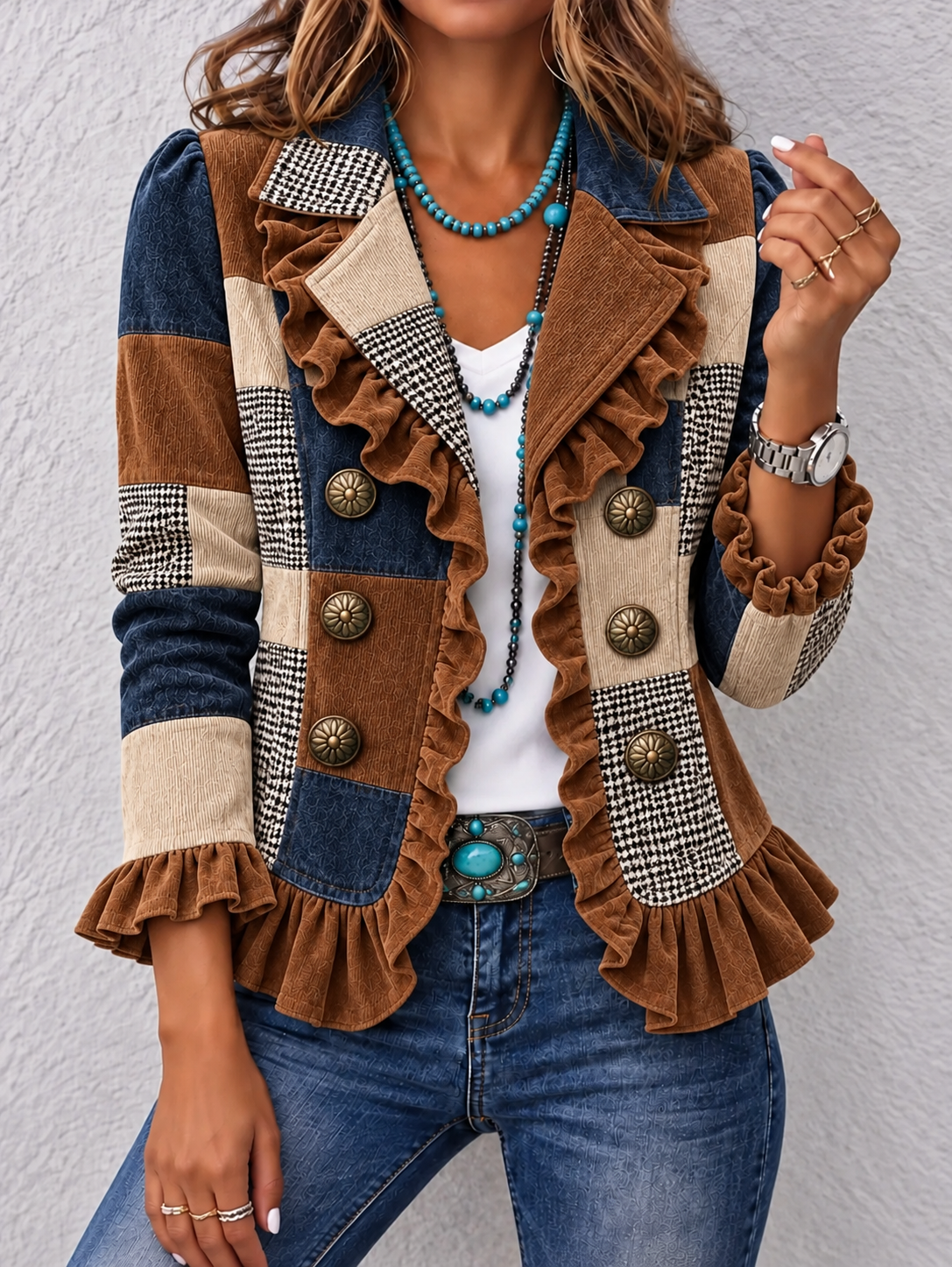 Women's Casual Fashion Color-Block Jacket