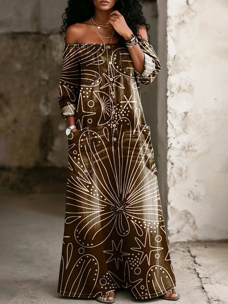 Women's Retro Art Print Dress