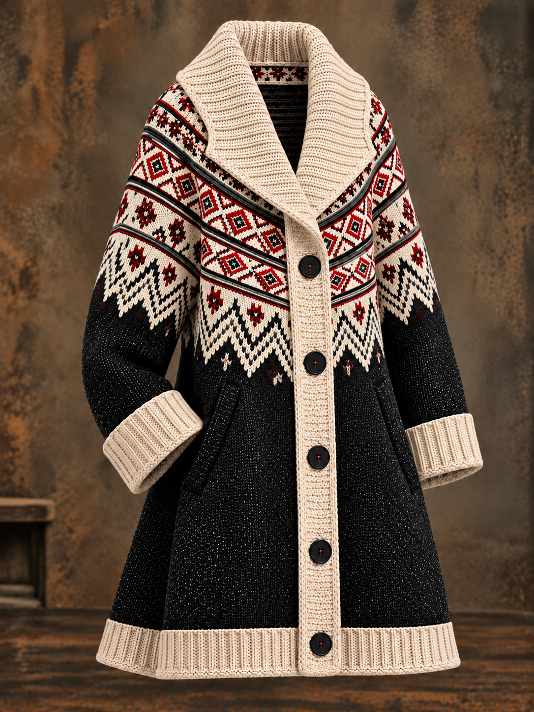 Western Style Long Sleeve Button Up Cardigan Coat