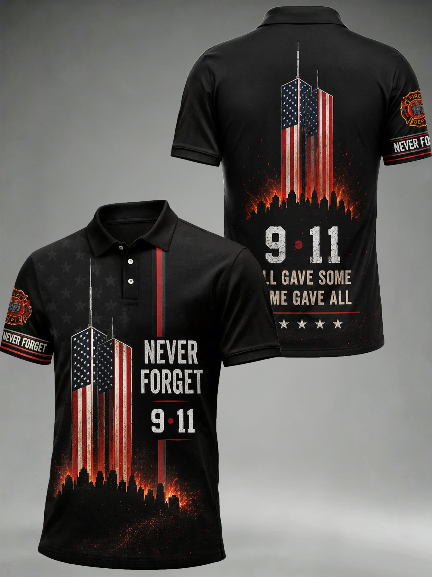 Men's 9.11 Never Forget Print Casual Polo