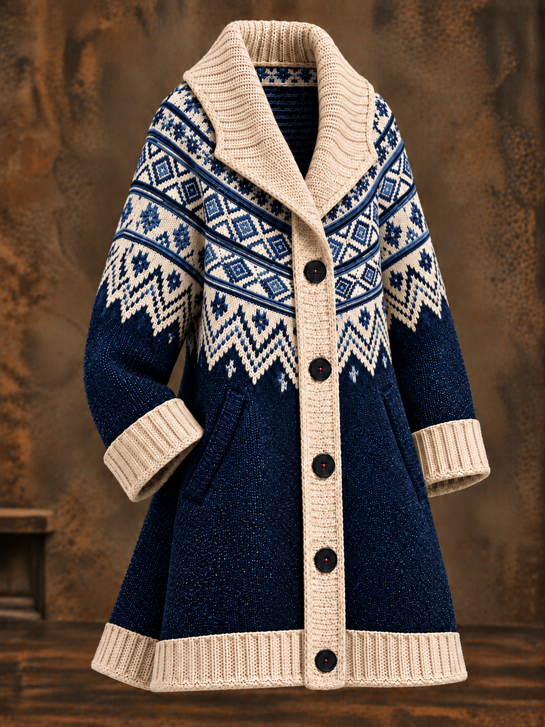 Western Style Long Sleeve Button Up Cardigan Coat