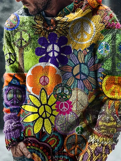Hippie Floral Art Print Long Sleeve Hoodie