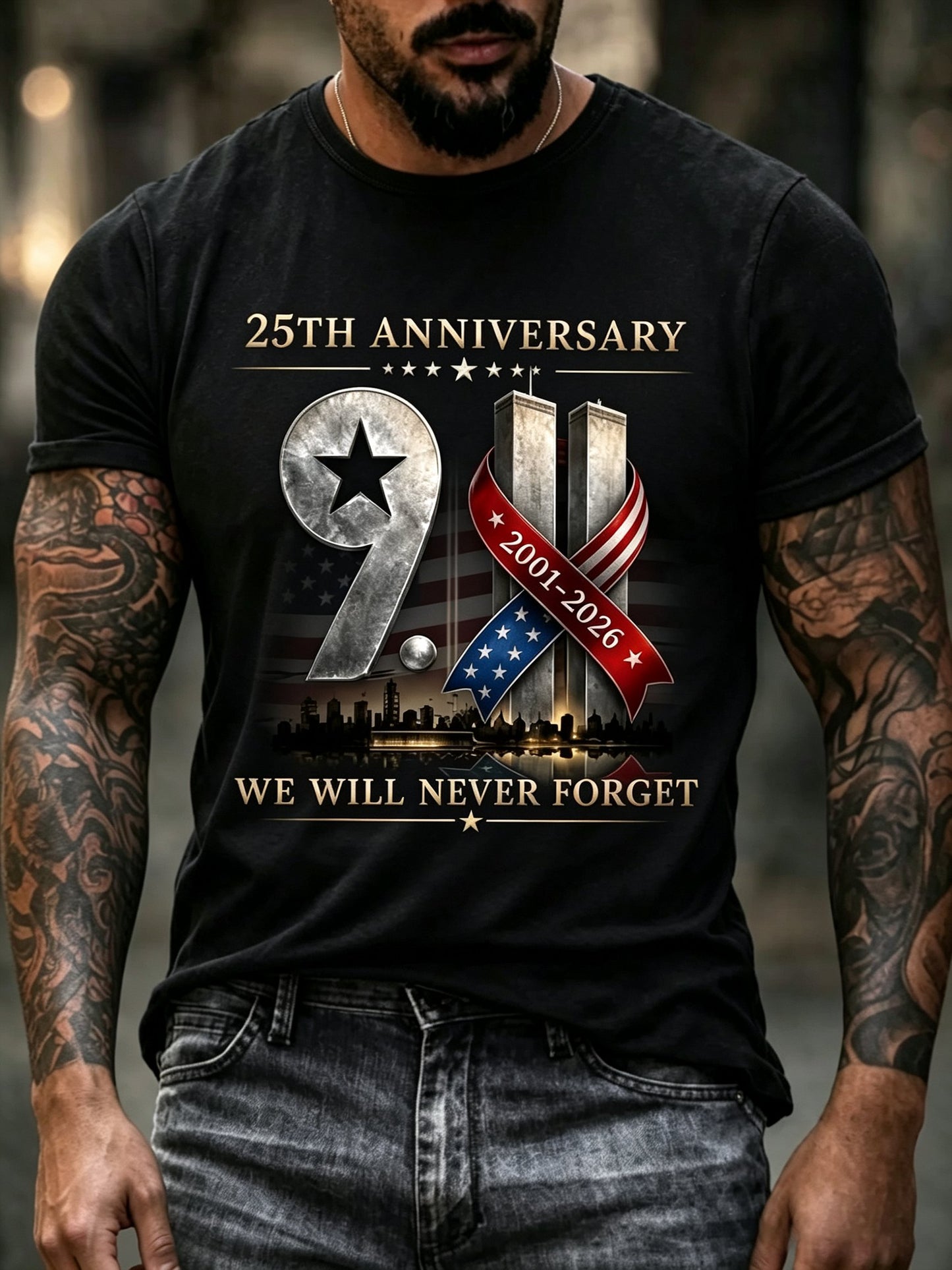 Men's 9.11 Never Forget Printed T-shirt