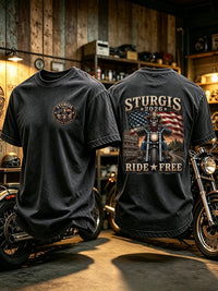 Men's Motorcycle Rally Print Casual T-shirt