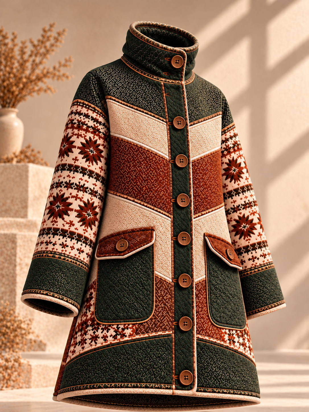 Western Style Long Sleeve Button Up Cardigan Coat