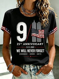 Women's  Retro  9.11 Never Forget Print T-shirt