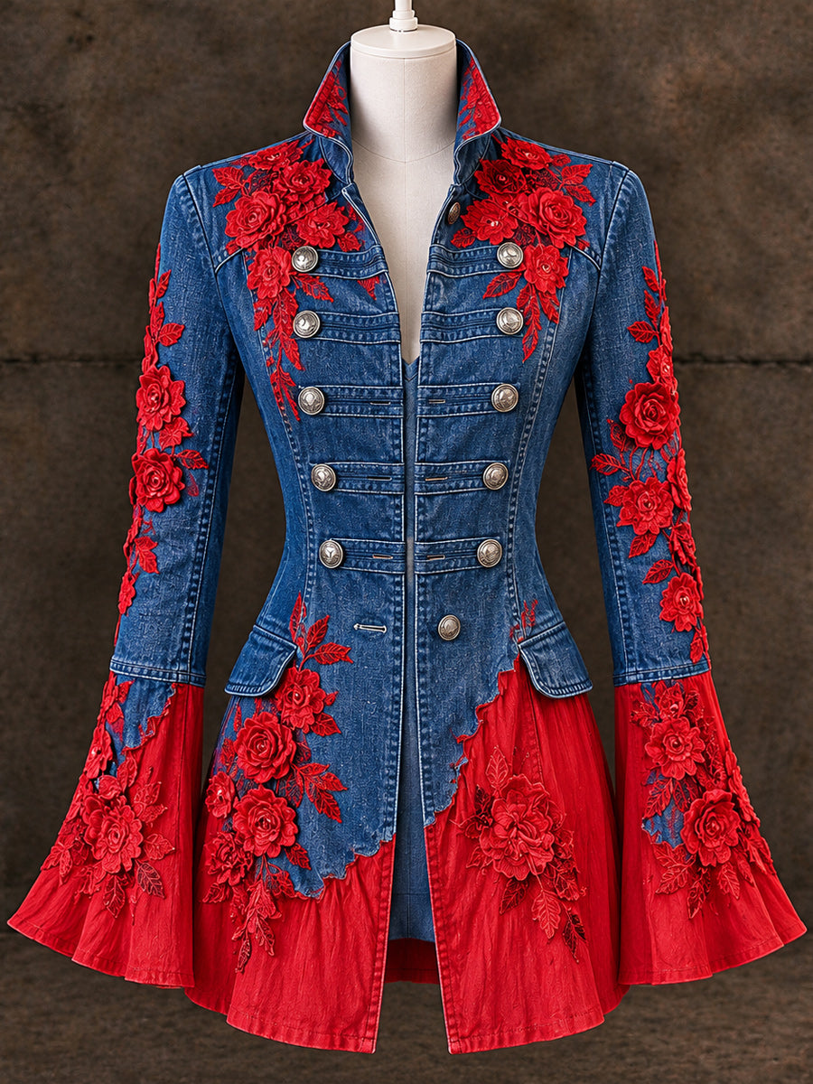 Women's Vintage Double-breasted Flared Coat – eldercomfy