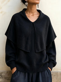 Elegant Layered Shawl Collar Knit Pullover