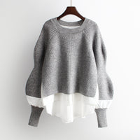 Chic Layered-Look Ribbed Knit Pullover