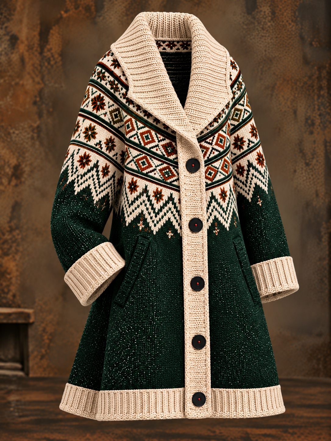 Western Style Long Sleeve Button Up Cardigan Coat