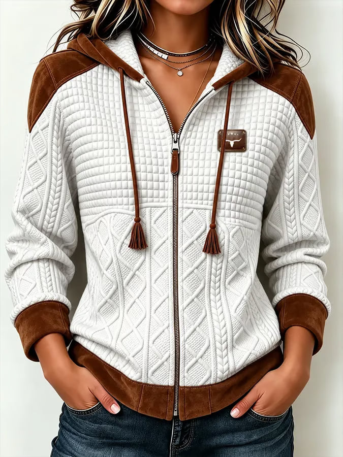 Women's Casual Retro Jacquard Hooded Sweatshirt