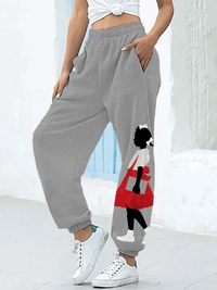 Women's Red Dress Girl Ruby Print Casual Joggers Sweatpants