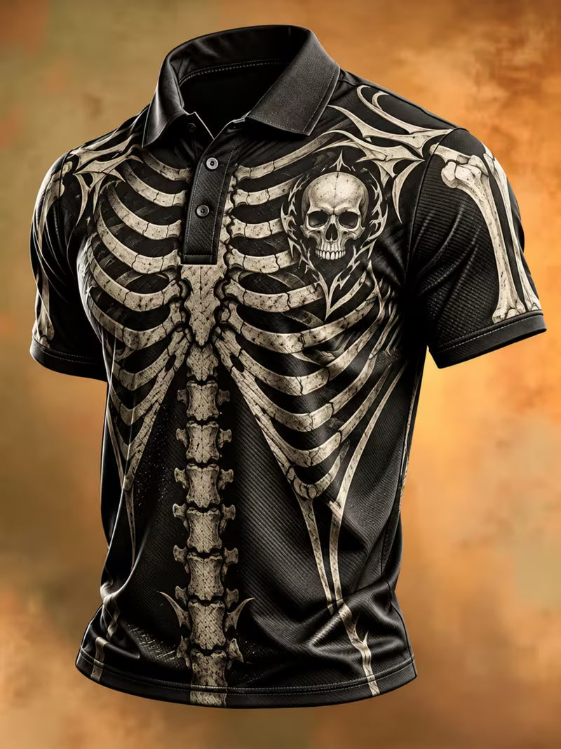 Men's Gothic Art Print Polo Shirt