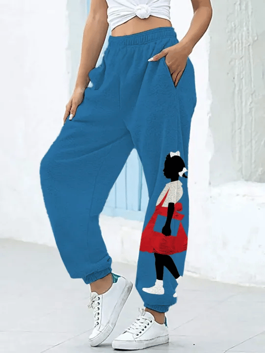 Women's Red Dress Girl Ruby Print Casual Joggers Sweatpants