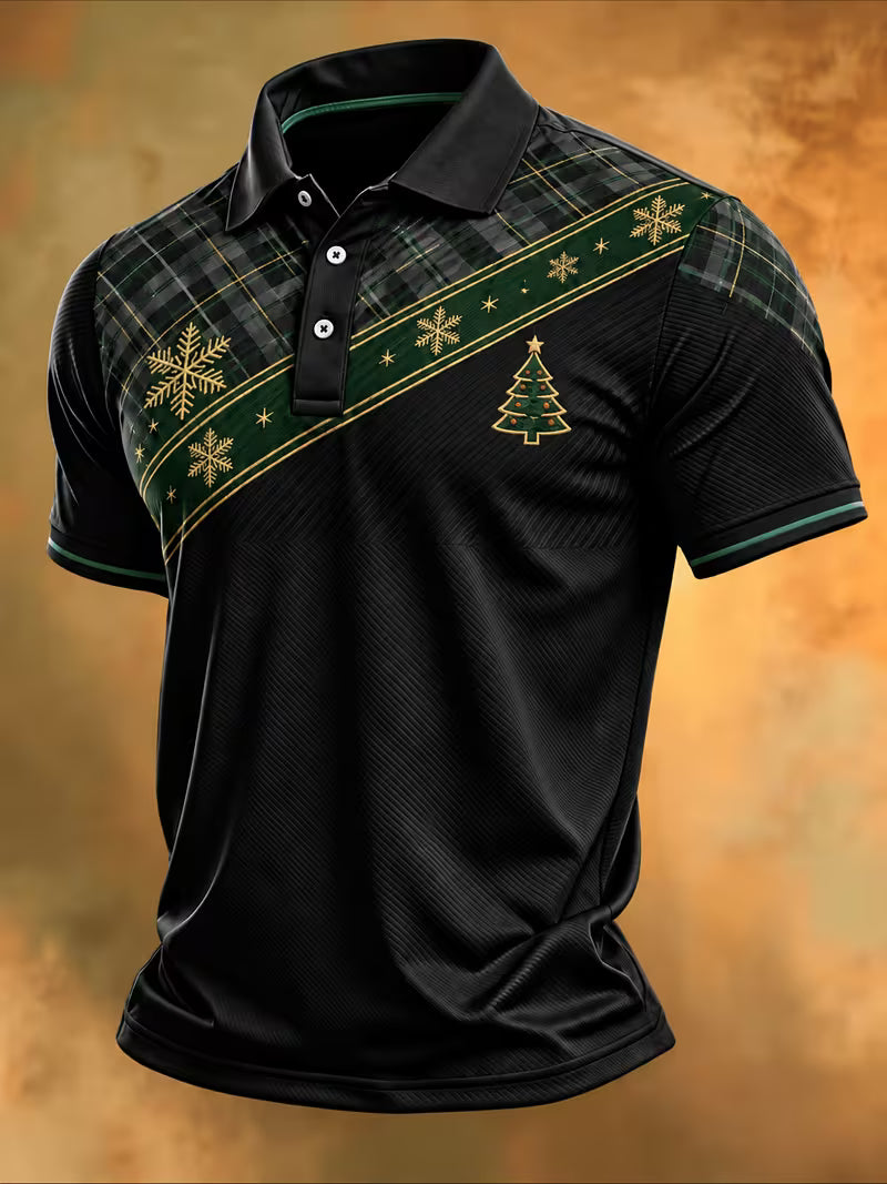 Men's Christmas Print Polo Shirt